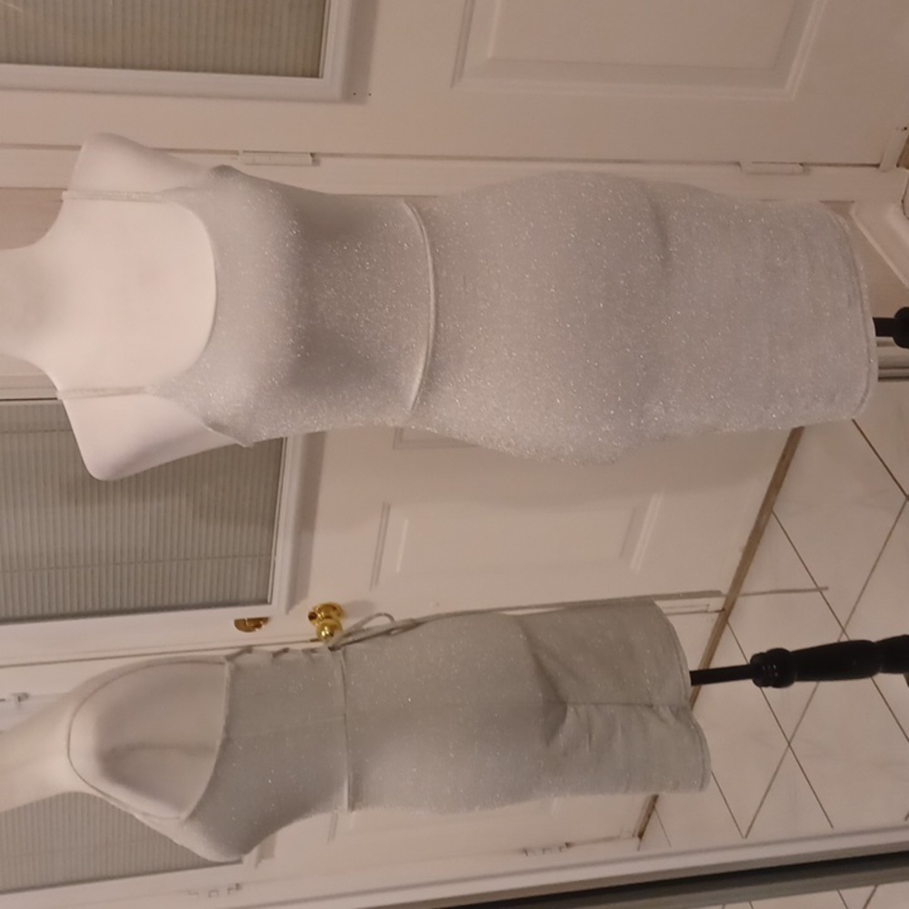 2/$80 Sparkly Silver Crisscross Back Dress - Size Small